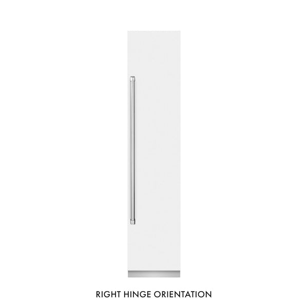 ZLINE 18 in. 8.6 cu. ft. Right Hinge Column Freezer in White Matte with Graphite Gray Interior (RCFVR-WM-18) front, closed.