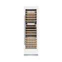 ZLINE 24 in. 12.4 cu. ft. Triple Zone 100 Bottle Column Wine Cooler in White Matte (RCWV-WM-24) front, closed.