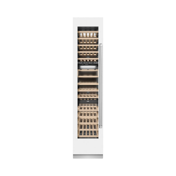ZLINE 18 in. 9.0 cu. ft. Triple Zone 68 Bottle Left Hinge Column Wine Cooler in White Matte (RCWVL-WM-18) front, closed.
