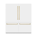 ZLINE Autograph Edition 72 in. 39.6 cu. ft. French Door Built-In Bottom Freezer Refrigerator with Water Dispensers and Ice Makers in White Matte with Graphite Gray Interior and Champagne Bronze Accents (GRBITZ-WM-72-CB)
