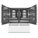 ZLINE Autograph Edition 72 in. 39.6 cu. ft. French Door Built-In Bottom Freezer Refrigerator with Water Dispensers and Ice Makers in White Matte with Graphite Gray Interior and Matte Black Accents (GRBITZ-WM-72-MB)