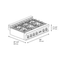 ZLINE 36 in. Classic Gas Rangetop with 6 Brass Burners and Porcelain Cooktop in Stainless Steel (RT-BR-36)