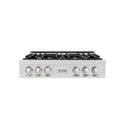 ZLINE 36 in. Classic Gas Rangetop with 6 Brass Burners and Porcelain Cooktop in Stainless Steel (RT-BR-36)
