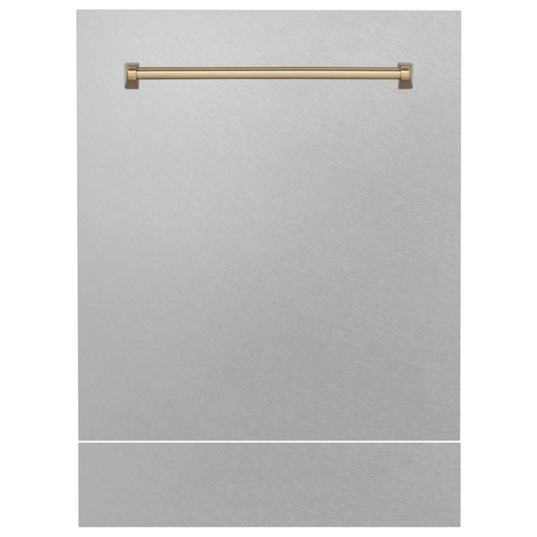 ZLINE Autograph Edition 24" Tallac Dishwasher Panel in Fingerprint Resistant Stainless Steel with Champagne Bronze Handle (DPVZ-SN-24-CB)