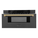 ZLINE Autograph Edition 30 in. 1.2 cu. ft. Built-in Microwave Drawer in Black Stainless Steel and Champagne Bronze Accents (MWDZ-30-BS-CB)