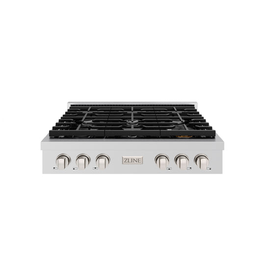 ZLINE 36 in. Paramount Gas Rangetop with 6 Burners and Porcelain Cooktop in Stainless Steel (SRT36)