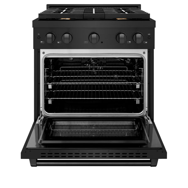 ZLINE 36 in. 5.2 cu. ft. Paramount Gas Range with Convection Gas Oven in Black Stainless Steel with 6 Brass Burners (SGRB-BR-36)