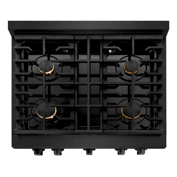 ZLINE 36 in. 5.2 cu. ft. Paramount Gas Range with Convection Gas Oven in Black Stainless Steel with 6 Brass Burners (SGRB-BR-36)