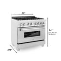 ZLINE 36 in. 4.6 cu. ft. Legacy Dual Fuel Range with 6 Burner Gas Cooktop and Electric Convection Oven in Satin Stainless Steel with Griddle (RAS-SN-GR-36)
