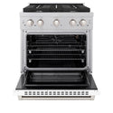 ZLINE 30 in. 4.2 cu. ft. Paramount Gas Range with 4 Burner Cooktop and Convection Gas Oven in Satin Stainless Steel with White Matte Door (SGRS-WM-30)