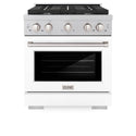 ZLINE 30 in. 4.2 cu. ft. Paramount Gas Range with 4 Burner Cooktop and Convection Gas Oven in Satin Stainless Steel with White Matte Door (SGRS-WM-30)