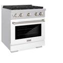 ZLINE 30 in. 4.2 cu. ft. Paramount Gas Range with 4 Burner Cooktop and Convection Gas Oven in Satin Stainless Steel with White Matte Door (SGRS-WM-30)