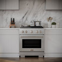 ZLINE 30 in. 4.2 cu. ft. Paramount Gas Range with 4 Burner Cooktop and Convection Gas Oven in Satin Stainless Steel (SGRS-30)