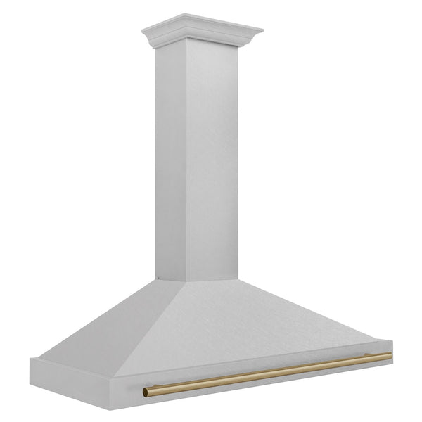 ZLINE Autograph Edition 48 in. Convertible Satin Stainless Steel Wall Mount Range Hood with Champagne Bronze Handle (KB4SNZ-48-CB)