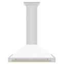 ZLINE 36 in. Autograph Edition Convertible Stainless Steel Range Hood with White Matte Shell and Polished Gold Accents (KB4STZ-WM36-G)