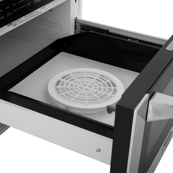 ZLINE Autograph Edition 24 in. 1.2 cu. ft. Built-in Microwave Drawer with a Traditional Handle in Satin Stainless Steel and Champagne Bronze Accents (MWDZ-1-SS-H-CB)