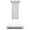 ZLINE Autograph Edition 30" Fingerprint Resistant Stainless Steel Range Hood with White Matte Shell and Matte Black Handle (8654SNZ-WM30-MB)
