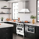ZLINE Autograph Edition 30" Fingerprint Resistant Stainless Steel Range Hood with White Matte Shell and Matte Black Handle (8654SNZ-WM30-MB)