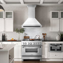 ZLINE Autograph Edition 36" Fingerprint Resistant Stainless Steel Range Hood with White Matte Shell and Matte Black Handle (8654SNZ-WM36-MB)
