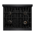 ZLINE 30 in. 4.2 cu. ft. Select Gas Range with Convection Gas Oven in Black Stainless Steel with 4 Brass Burners (HGRB-BR-30)