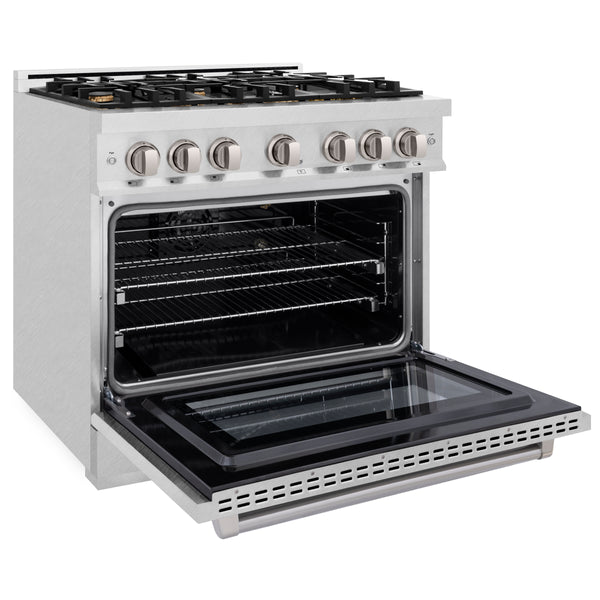 ZLINE 36 in. 5.2 cu. ft. Select Gas Range with Convection Gas Oven in Satin Stainless Steel with 6 Brass Burners (HGRS-BR-36)