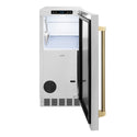 ZLINE Autograph Edition 15 in. Touchstone Gourmet Ice Maker with Drain Pump and Solid Stainless Steel Door with Champagne Bronze Helix Handle (IGMDZ-ST-15-KCB)