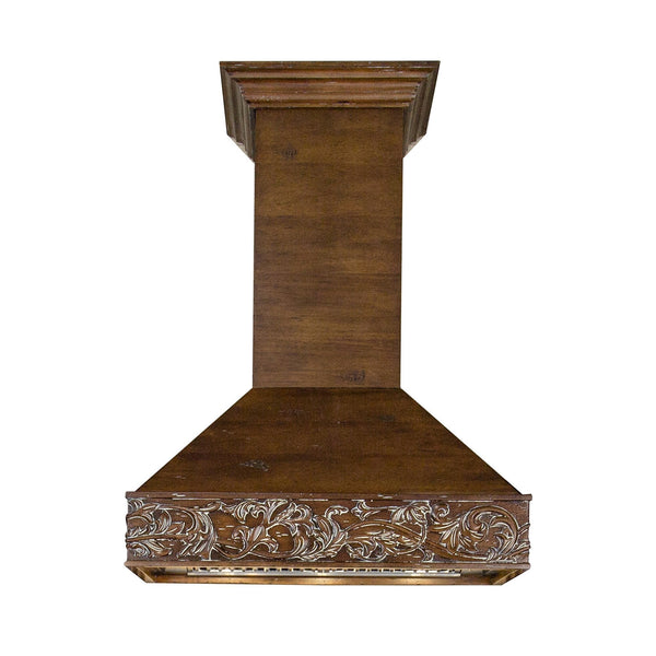 ZLINE 30" Ducted Wooden Wall Mount Range Hood with Single Remote Blower in Walnut (373RR-RS-30-400)