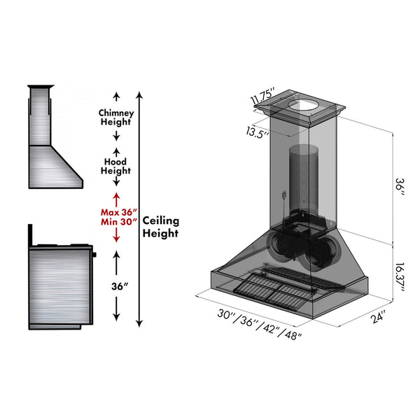 ZLINE 48 in. Ducted Vent Designer Series Wall Mount Range Hood in Satin Stainless Steel (655-4SSSS-48)