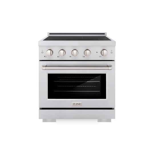 ZLINE 30 in. 4.2 cu. ft. Paramount Induction Range with 4 Element Cooktop and Electric Convection Oven in Stainless Steel, Open Box-Good Condition