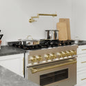 ZLINE Autograph Edition 36 in. 4.6 cu. ft. Legacy Dual Fuel Range with 6 Burner Gas Cooktop and Electric Convection Oven in Stainless Steel and Champagne Bronze Accents, Open Box-Good Condition