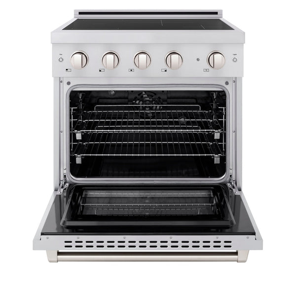 ZLINE 30 in. 4.2 cu. ft. Paramount Induction Range with 4 Element Cooktop and Electric Convection Oven in Stainless Steel, Open Box-Good Condition