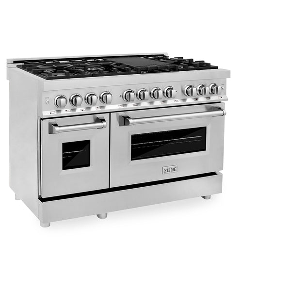 ZLINE 48 in. 6.0 cu. ft. Legacy Dual Fuel Range with 7 Burner Gas Cooktop and 2 Electric Ovens in Stainless Steel, Open Box-Great Condition