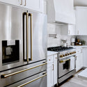 ZLINE Autograph Edition 36 in. 4.6 cu. ft. Legacy Dual Fuel Range with 6 Burner Gas Cooktop and Electric Convection Oven in Stainless Steel and Champagne Bronze Accents, Open Box-Great Condition
