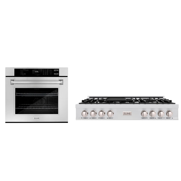 ZLINE Kitchen Package with 48 in. Stainless Steel Rangetop and 48 in. Single Wall Oven (2KP-RTAWS48)