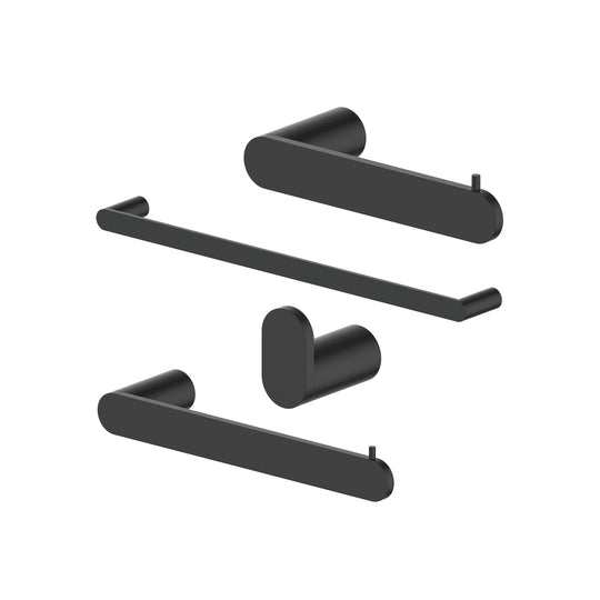 ZLINE Crystal Bay Bathroom Accessories Package with Towel Rail, Hook, Ring and Toilet Paper Holder in Matte Black (ZLINE Crystal Bay Bathroom Accessories Package with Towel Rail, Hook, Ring and Toilet Paper Holder in Matte Black)