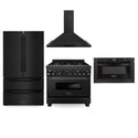 ZLINE Kitchen Package with Black Stainless Steel Refrigerator, 36 in. Dual Fuel Range, Range Hood, and Microwave Drawer (4KPR-RABRH36-MW)