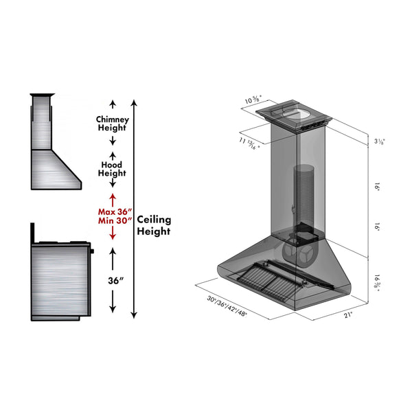 ZLINE 36" Professional Convertible Vent Wall Mount Range Hood in Stainless Steel with Crown Molding (587CRN-36)