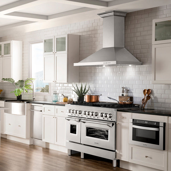 ZLINE 48 in. 6.0 cu. ft. Legacy Dual Fuel Range with 7 Burner Gas Cooktop and 2 Electric Ovens in Stainless Steel, Open Box-Good Condition