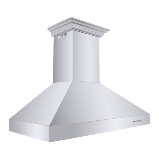 ZLINE 48" Professional Ducted Wall Mount Range Hood in Stainless Steel with Crown Molding (667CRN-48)