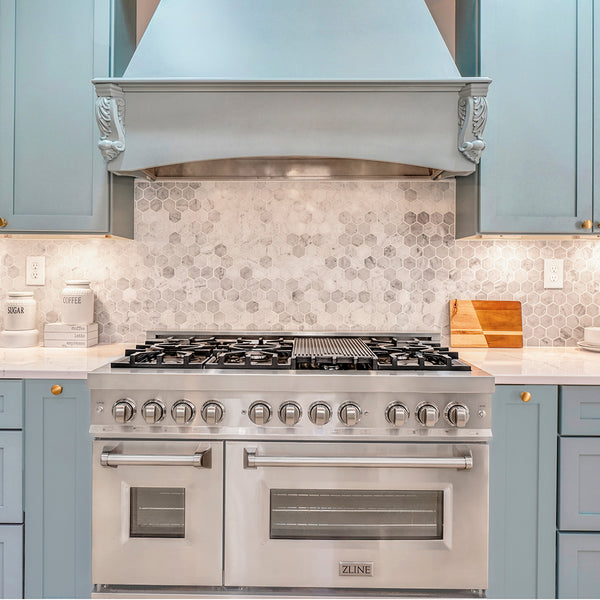 ZLINE 48 in. 6.0 cu. ft. Legacy Dual Fuel Range with 7 Burner Gas Cooktop and 2 Electric Ovens in Stainless Steel, Open Box-Great Condition