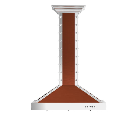 ZLINE 30 in. Designer Series Copper Island Mount Range Hood with Satin Stainless Steel Trim (KB2i-CSSXS-30)