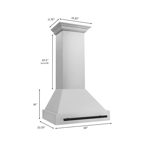 ZLINE Autograph Edition 30" Stainless Steel Range Hood with Stainless Steel Shell and Matte Black Handle (8654STZ-30-MB)
