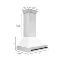 ZLINE Autograph Edition 36" Stainless Steel Range Hood with White Matte Shell and Matte Black Handle (8654STZ-WM36-MB)