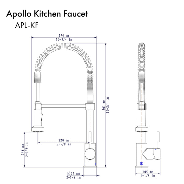 ZLINE Apollo Kitchen Faucet in Brushed Nickel (APL-KF-BN)