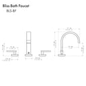 ZLINE Bliss Widespread Bath Faucet in Brushed Nickel (BLS-BF-BN) dimensional diagram.