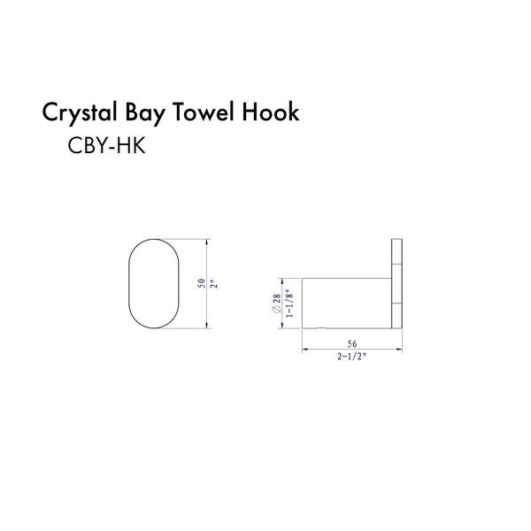 ZLINE Crystal Bay Towel Hook in Matte Black (CBY-HK-MB)