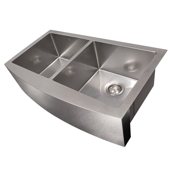 ZLINE 36 in. Niseko Farmhouse Apron Mount Double Bowl Kitchen Sink with Bottom Grid (SA50D)