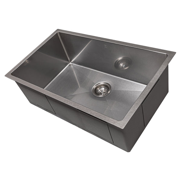 ZLINE 30 in. Meribel Undermount Single Bowl Satin Stainless Steel Kitchen Sink with Bottom Grid (SRS-30S)
