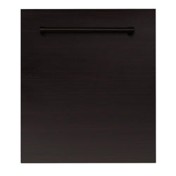 ZLINE 24 in. Top Control Dishwasher with Oil-Rubbed Bronze Panel and Traditional Style Handle, 52dBa (DW-ORB-H-24)