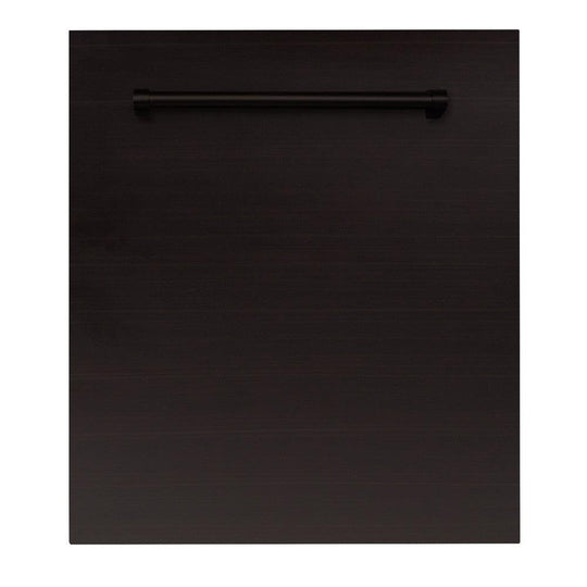 ZLINE 24 in. Top Control Dishwasher with Oil-Rubbed Bronze Panel and Traditional Style Handle, 52dBa (DW-ORB-H-24)